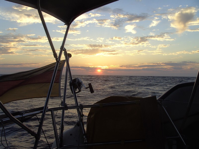 Sonnenuntergang auf dem Weg nach Korfu